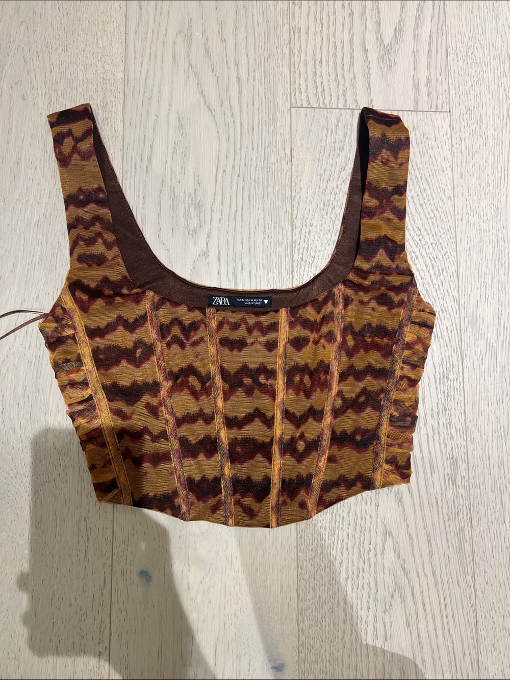 Zara Brown & Rust Knit Patterned Crop Tank